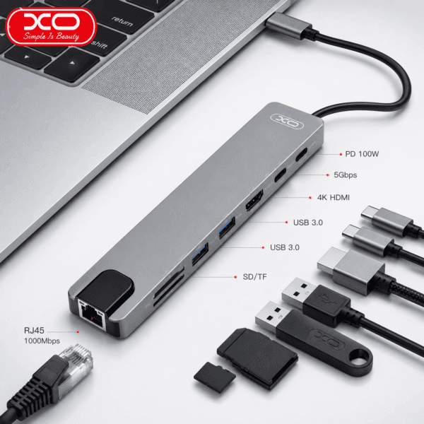 Hub USB Tipo C multifunción XO HUB003 para laptop y PC