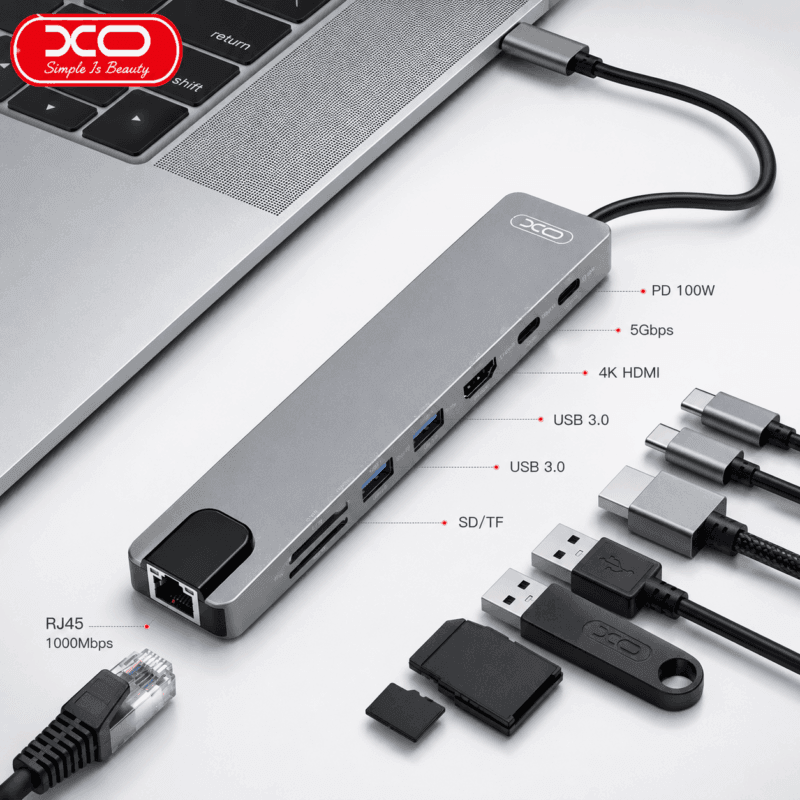 Hub USB Tipo C multifunción XO HUB003 para laptop y PC