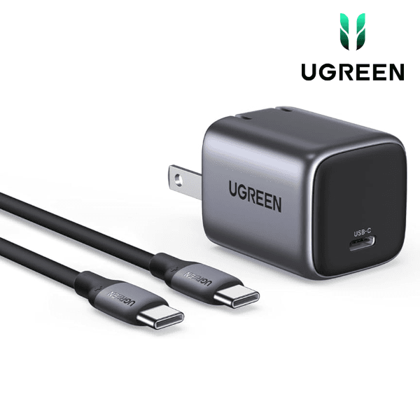Cargador UGREEN Nexode CD319 de 30W con cable USB-C integrado y tecnología GaN
