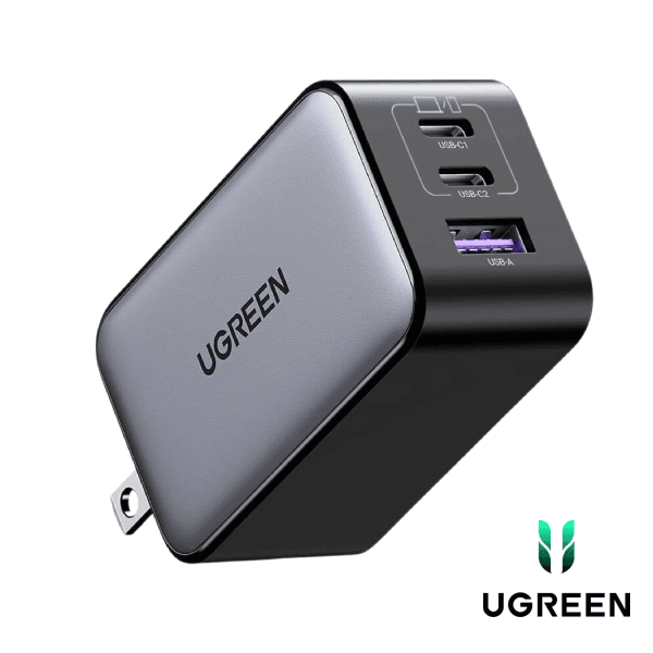 Cargador UGREEN Nexode CD244 de 65W con tecnología GaN y 3 puertos: 2 USB-C y 1 USB-A
