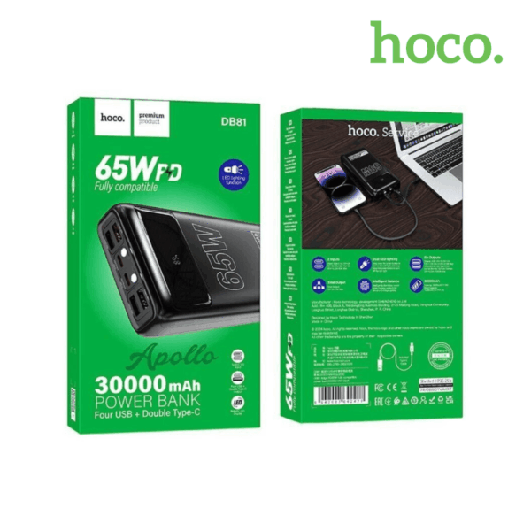 Power Bank HOCO DB81 30000 mAh 65W PD con carga rápida en Perú
