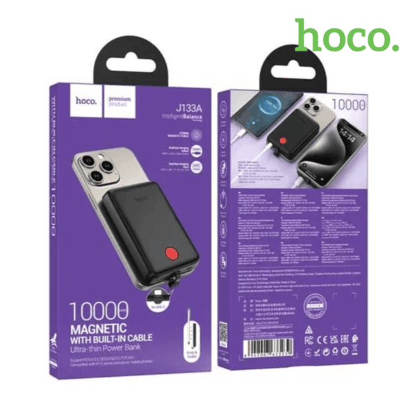 HOCO Power Bank 10000 mAh Tipo C Magnético J133A color negro batería externa portátil Perú