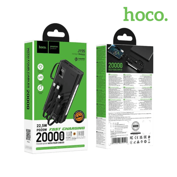 Power Bank HOCO 20000 mAh 22.5W PD J155 con carga rápida para celulares en Perú