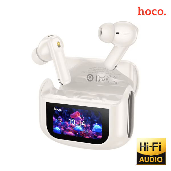 Auriculares inalámbricos HOCO EQ21 Bluetooth 5.4 con cancelación de ruido y estuche con pantalla