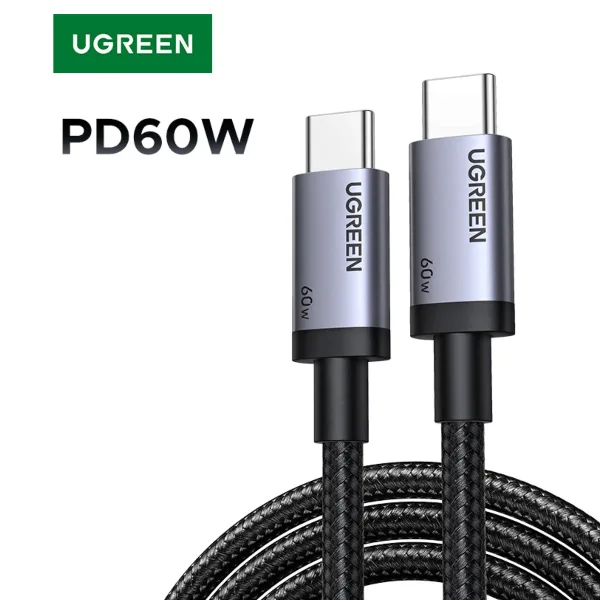Cable UGREEN USB C a USB C 60W modelo L523 disponible en 1 metro y 2 metros para carga rápida Power Delivery