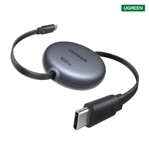 Cable USB C retráctil UGREEN 100W con resistencia de hasta 28 kg, carga rápida para MacBook y iPhone