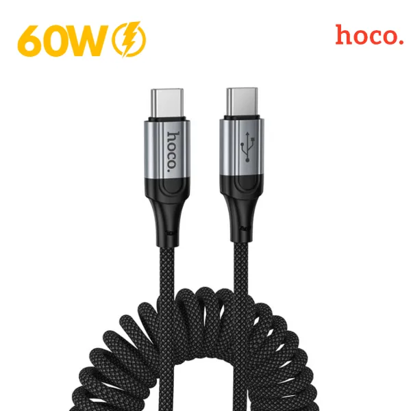 Cable USB-C a USB-C Hoco X121 60W carga rápida trenzado negro